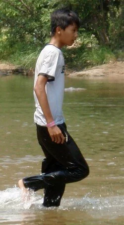 swimming and running